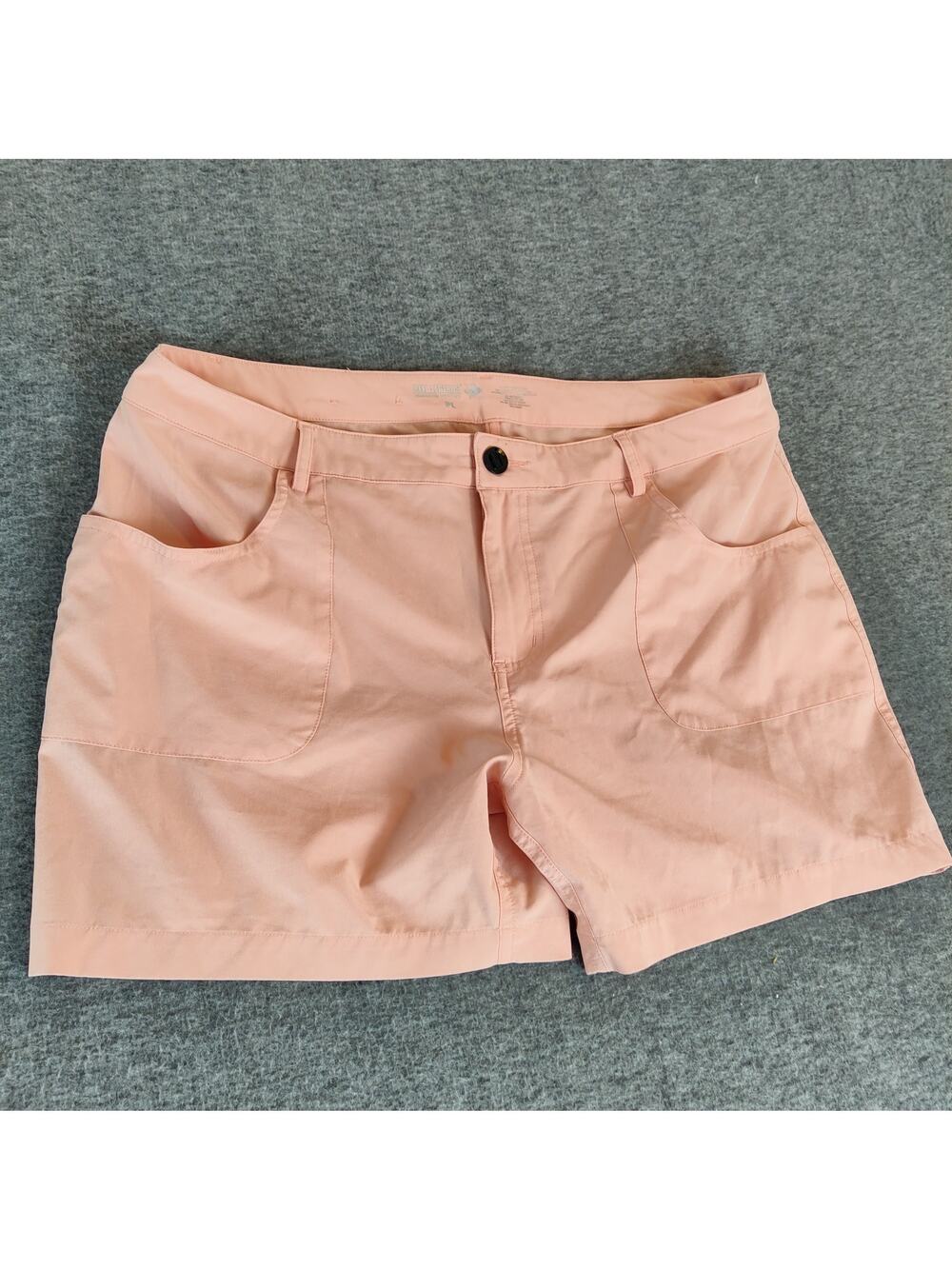 Reel Legends Breezeway Women's Active Shorts Size PL Quick Dry Pockets Peach